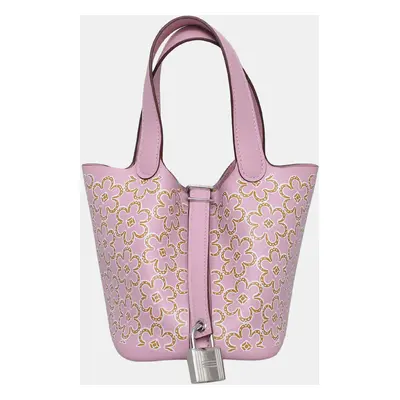 Hermes Mauve Sylvestre Micro Picotin Lucky Daisy Bag