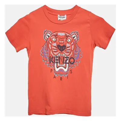 Kenzo Kids Red Tiger Logo Print Jersey T-Shirt Yrs