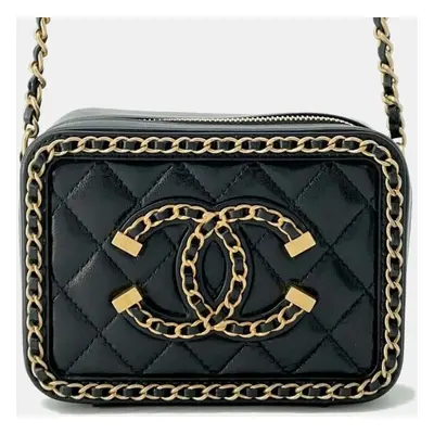 Chanel Lambskin Black CC Filigree Chain Shoulder Bag