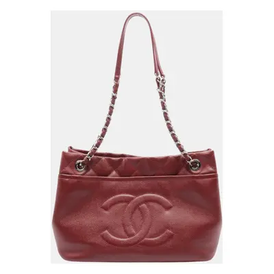 Chanel Red Leather Grained Calfskin Shoulder Bag