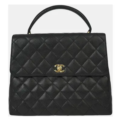 Chanel Black Calfskin Top Handle Handbag