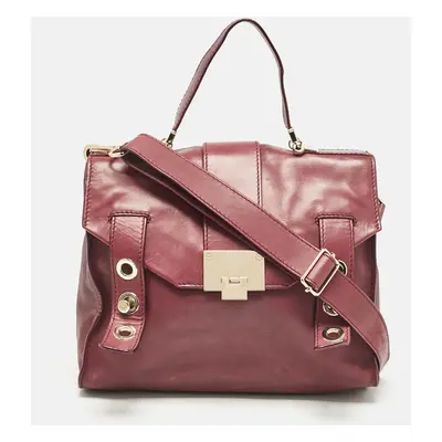 Jimmy Choo Burgundy Leather Pauline Top Handle Bag