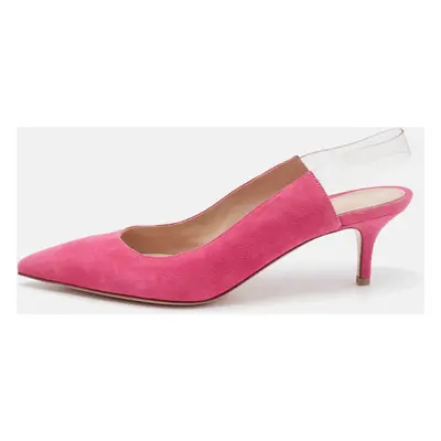 Gianvito Rossi Pink PVC and Suede Slingback Pumps Size 38.5