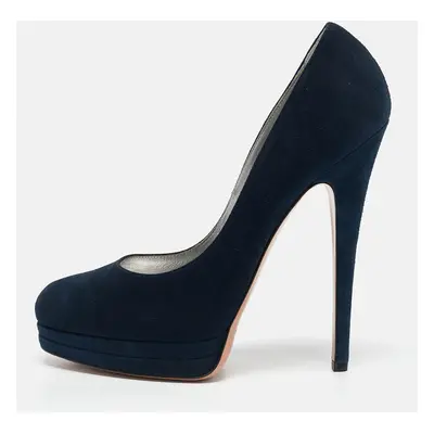 Casadei Navy Blue Suede Platform Pumps Size