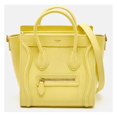 Celine Yellow Leather Nano Luggage Tote