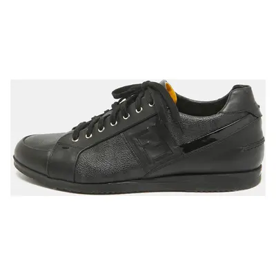 Fendi Black Zucca Canvas and Leather Low Top Sneakers Size