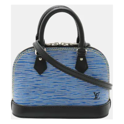 Louis Vuitton Blue Leather Epi Denim Nano Alma Handbag