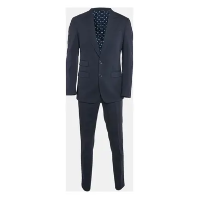 Dolce & Gabbana Navy Blue Wool Blend Tailored Pants Suit