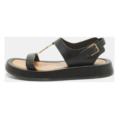 Burberry Black Leather Slingback Sandals Size