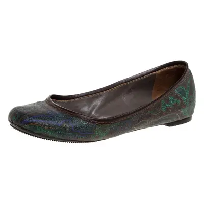 Etro Paisley Multicolor Printed Coated Canvas And Leather Trim Ballet Flats Size