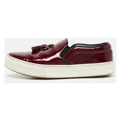 Celine Burgundy Leather Tassel Slip On Sneakers Size