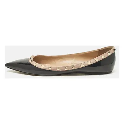 Valentino Black/Beige Patent Leather Rockstud Ballet Flats Size 41.5