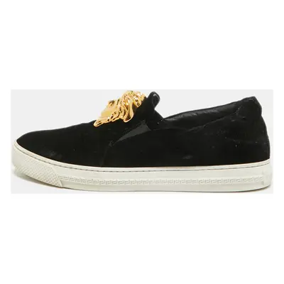 Versace Black Velvet Medusa Slip On Sneakers Size