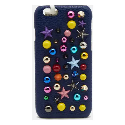 Dolce & Gabbana Blue Leather Embellished iPhone Cover