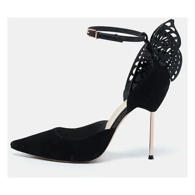 Sophia Webster Black Leather and Suede Flutura D'orsay Pumps Size