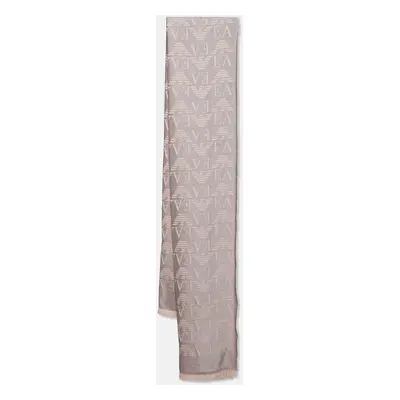 Emporio Armani Pink/Grey Monogram Jacquard Wool Blend Stole