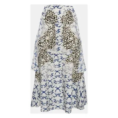 Stella McCartney White Printed Silk Layered Midi Skirt