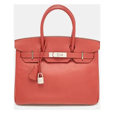 Hermès Rouge Vif Epsom Leather Brushed Palladium Finish Birkin Bag