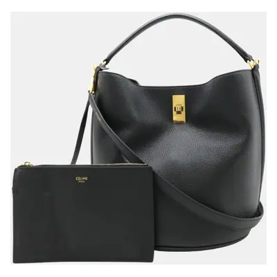 Celine Black Leather Bucket Bag