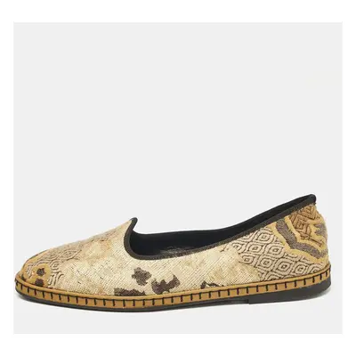 Etro Gold/Beige Brocade Fabric Smoking Slippers Size 36.5