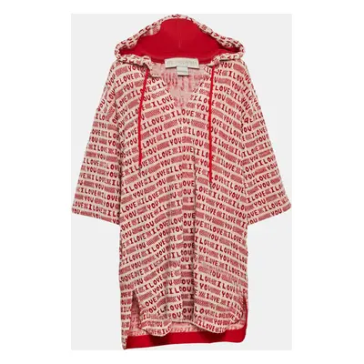 Stella McCartney Red I Love You Print Cotton Terry Poncho