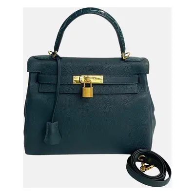 Hermes Green Kelly Leather Shoulder Bag