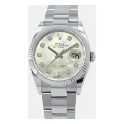 Rolex MOP Diamond 18K White Gold Stainless Steel Datejust 126234NG Automatic Men's Wristwatch mm