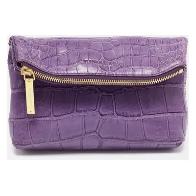 Burberry Purple Alligator Small Kendal Foldover Clutch