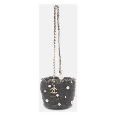 Chanel Lambskin Black Matelasse Shoulder Bag