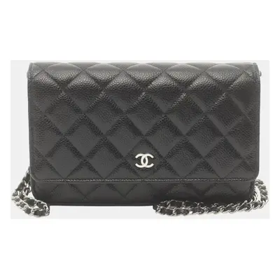 Chanel Leather Grained Calfskin Black Matelasse Shoulder Bag