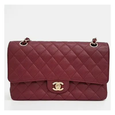 Chanel Red Leather Classic Medium Bag