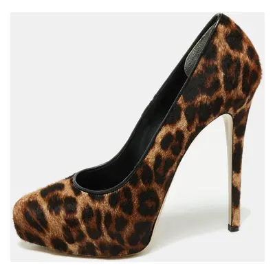 Le Silla Brown/Beige Animal Print Calf Hair Pumps Size