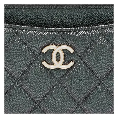 Chanel Grey Iridescent Caviar Leather CC Zip Pouch