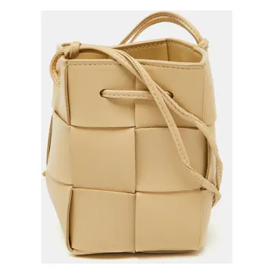 Bottega Veneta Porridge Cream Leather Mini Cassette Bucket Bag