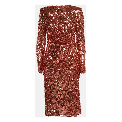 Dolce & Gabbana Metallic Sequin Mesh Midi Dress