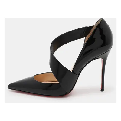 Christian Louboutin Black Patent Leather Opgrade Cross Strap Pumps Size