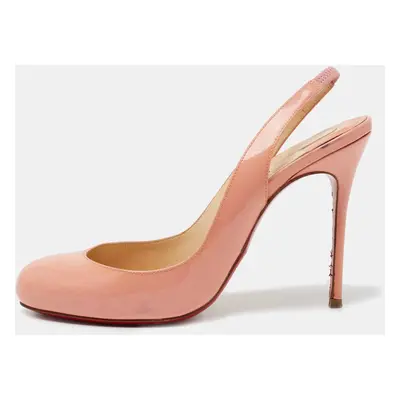 Christian Louboutin Peach Pink Patent Leather Fifi Slingback Pumps Size 36.5