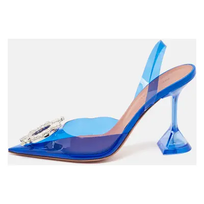 Amina Muaddi Blue PVC Begum Slingback Pumps Size