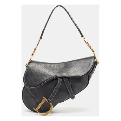 Dior Black Leather Saddle Bag