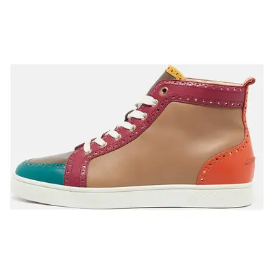 Christian Louboutin Multicolor Brogue Leather Fleuri Sneakers Size