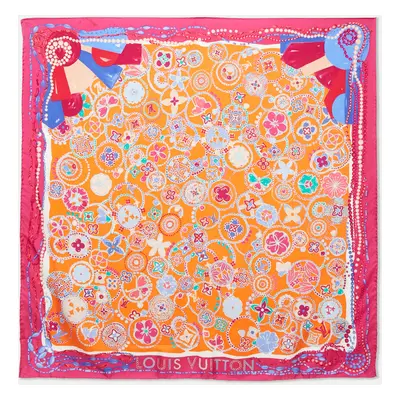 Louis Vuitton Orange/Pink Printed Silk Square Scarf