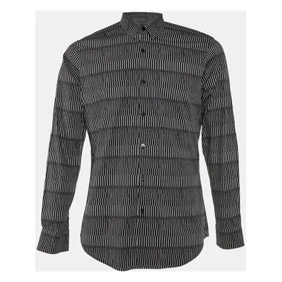 Fendi Black Stripe Print Cotton Long Sleeve Shirt