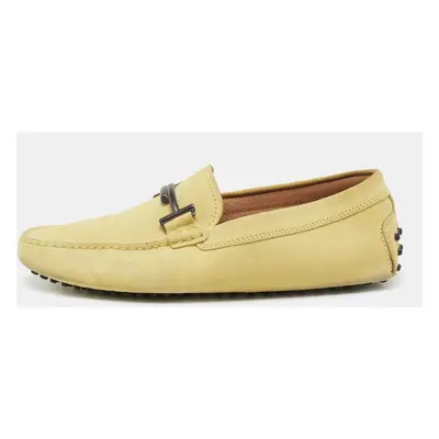 Tods Yellow Suede Gommino Double T Driving Loafers Size 39.5