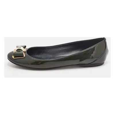 Louis Vuitton Green/Black Patent Leather Ballet Flats Size 37.5