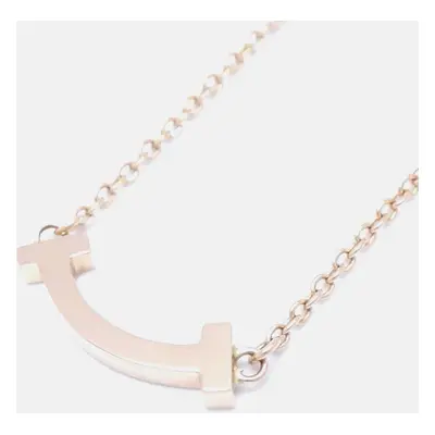 Tiffany & Co T Smile Necklace Mini Pink Gold Rose Gold Metal