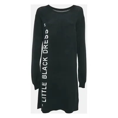 Off-White Black Stretch Knit Little Black Midi Dress