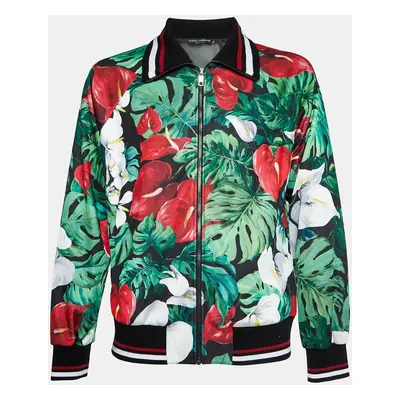 Dolce & Gabbana Multicolor Anthurium Print Jersey Track Jacket