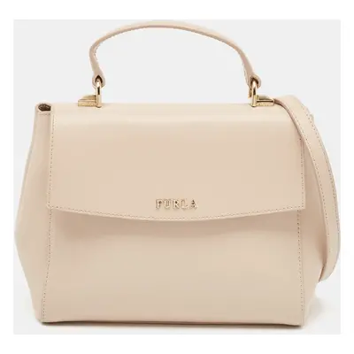 Furla Pale Pink Leather Flap Top Handle Bag