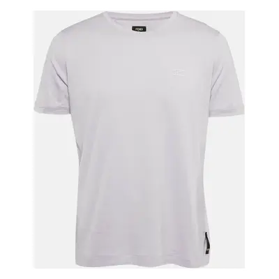 Fendi Lavender O’Lock Embroidered Jersey T-Shirt