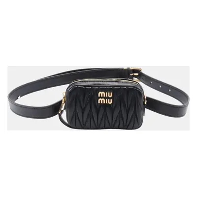 Miu Miu Black Matelasse Leather Waist Bag